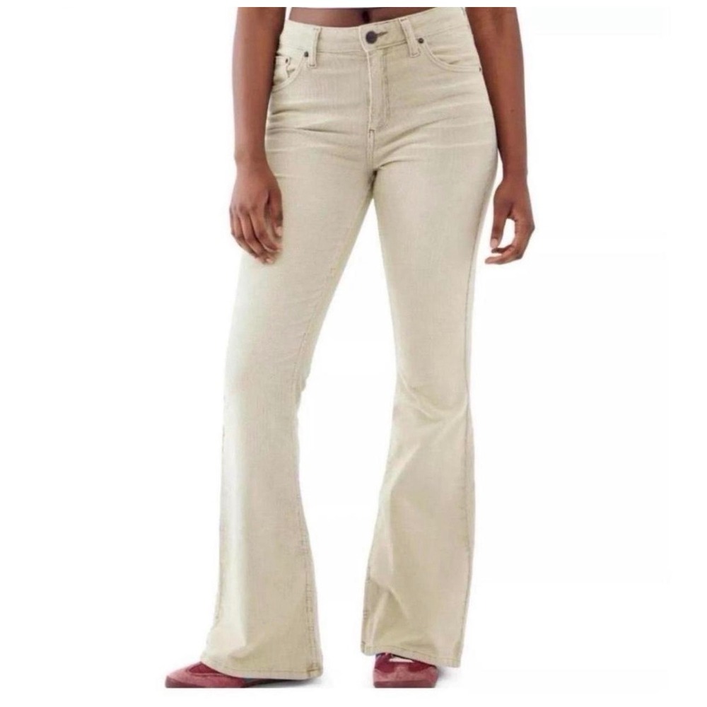 Hollister Cream Off White Corduroy High Rise Flare Pants Trousers Size 3/26R